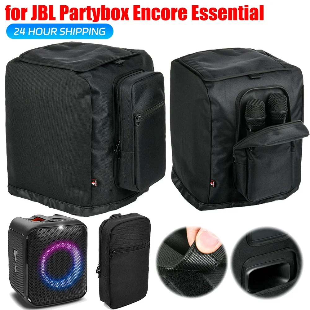 For JBL PartyBox Encore Essential Speaker Protective Case Dustproof Shockproof Carrying Cover with Side Microphone Storage Bags