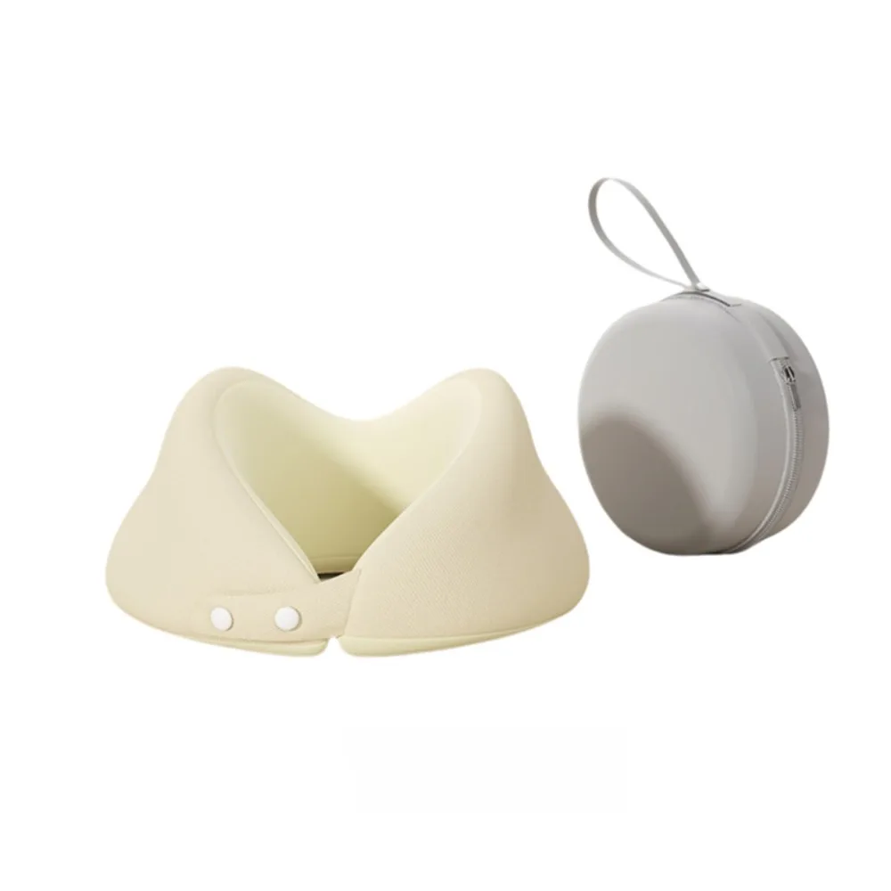 Lightweight Resilient Travel Neck Pillow Space-saving Soft Neck Support Pillow with Storage Box Removable Headrest Office