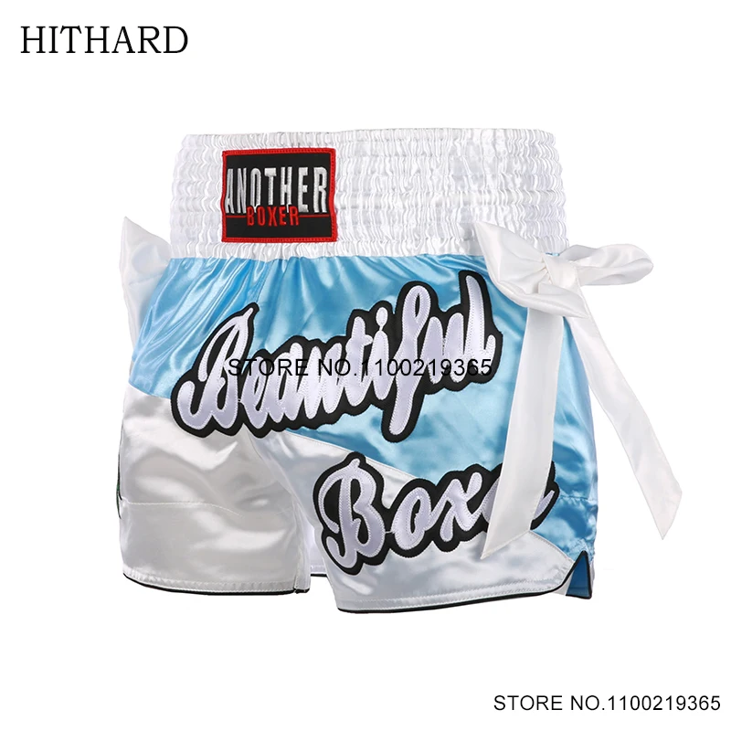 

Muay Thai Shorts Ribbons Boxing Shorts Women Girls Bowknot Martial Arts MMA Clothes Gym Combat Grappling Fight Kickboxing Pants