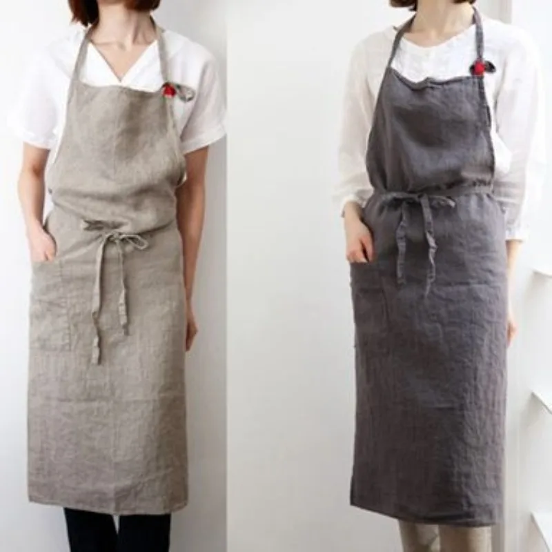 Apron Linen Material Simple Styling Protective for Beauty and Manicure Working Scenarios