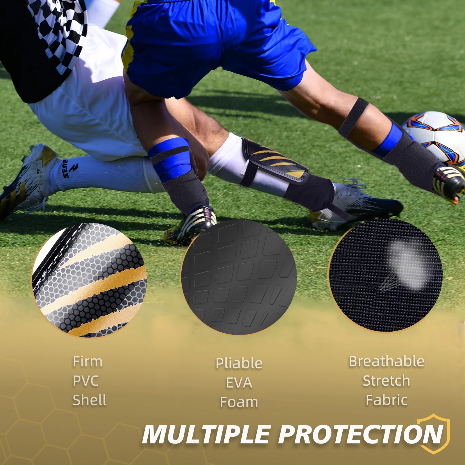 WVVOU shin guards for children, football shin guards for boys and girls, shin guards for men with double adjustable straps