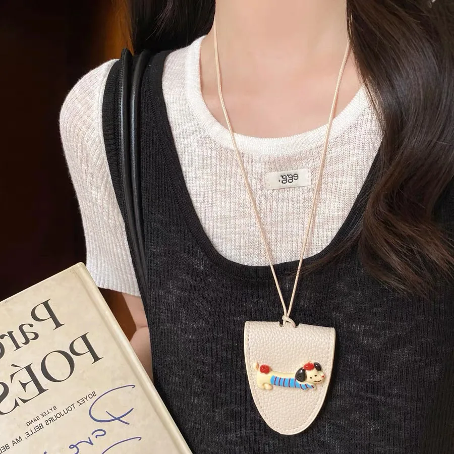 لطيف جرو المحمولة معلقة الرقبة نظارات حقيبة التخزين بو الجلود السفر النظارات الشمسية مشبك مغناطيسي اكسسوارات هدية للرجال والنساء #5