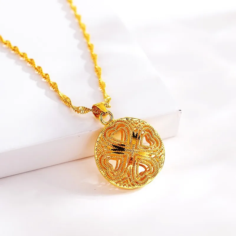 High Quality AU999 Gold Necklace Pendant Women 24K Pure Gold Solid Peace Buckle Pendant Real Gold Jewelry Clavicle Chain