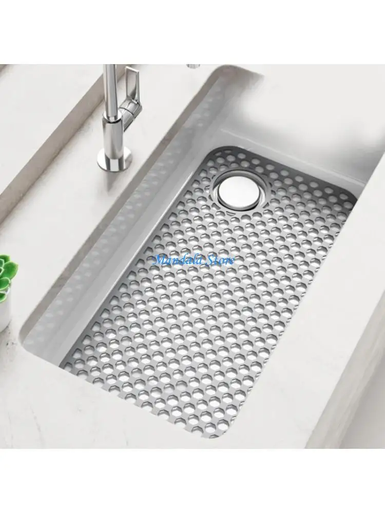 

U2JC Honeycomb Silicone Sink Pad Nonslip Kitchen Draining Mats Scratch Resistant User friendly Design