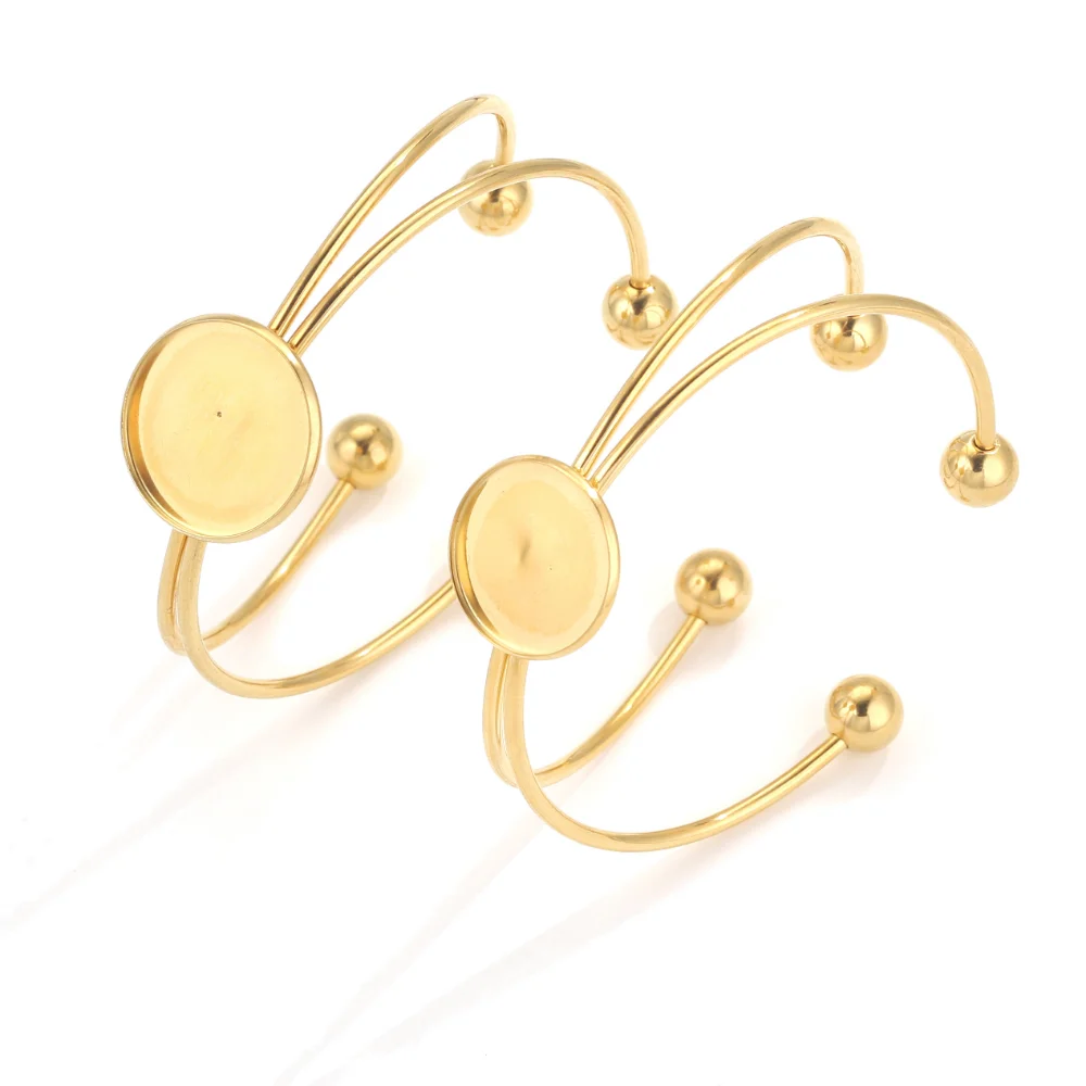 Regulowana bransoletka ze stali nierdzewnej Bangle Round Blank Base Fit 20mm Cabochon Cameo Bases Trays Bezel Setting DIY Jewelry Making