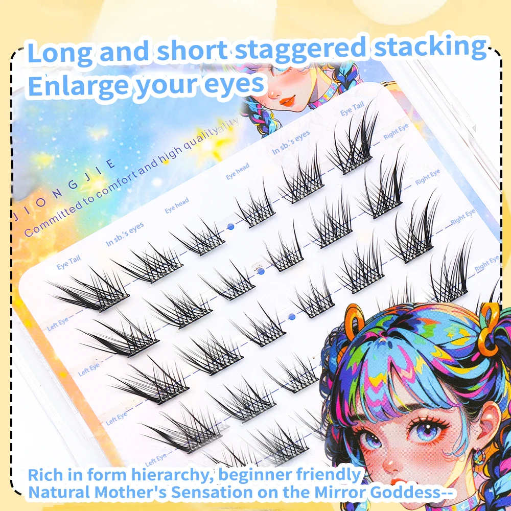 ไม่มีกาวไม่มีการกําจัดขนตาปลอม 36/48 กลุ่ม Foxy Daji Lashes C Curl ผสม Lash กลุ่ม 9-14 มม.เทปที่มองไม่เห็นผู้หญิงแต่งหน้า