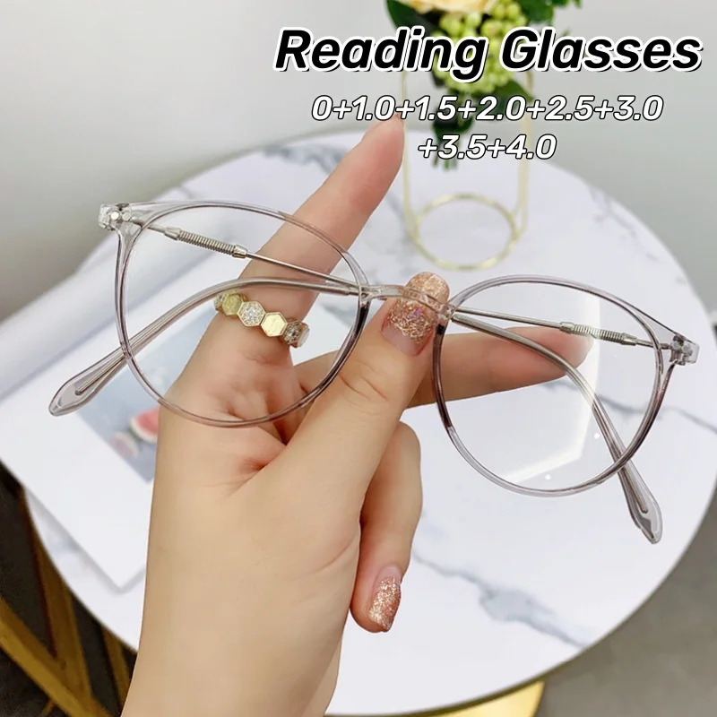

Fashion Clear Lens Anti-Blue Light Reading Glasses Men Women Portable Presbyopia Eyeglasses New Round Frame Hyperopia Eyewear