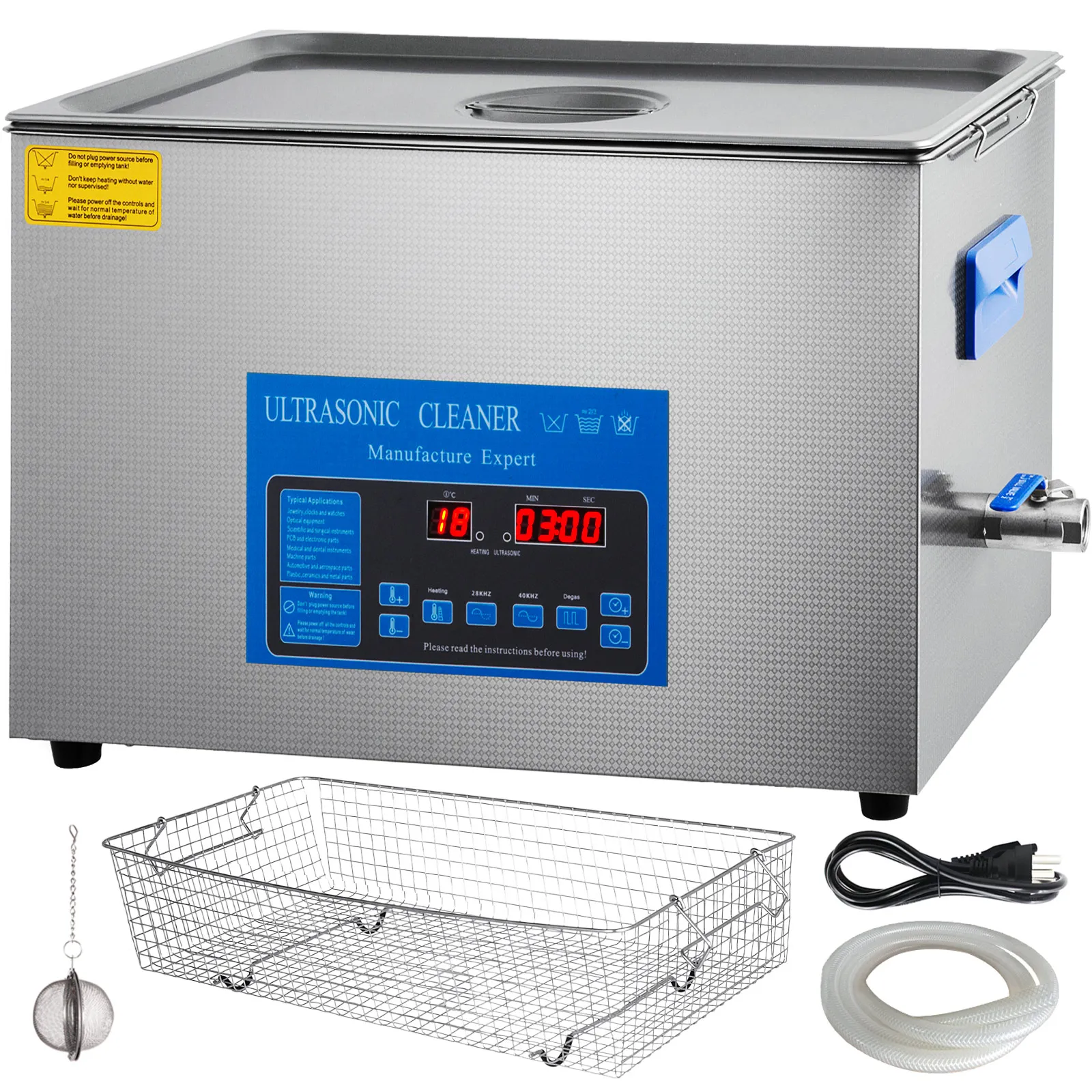 SucceBuy Pulitore ad ultrasuoni 22L Pulitore ad ultrasuoni a doppia frequenza 28/40khz Acciaio inossidabile 304 con timer riscaldatore per orologio da gioielli