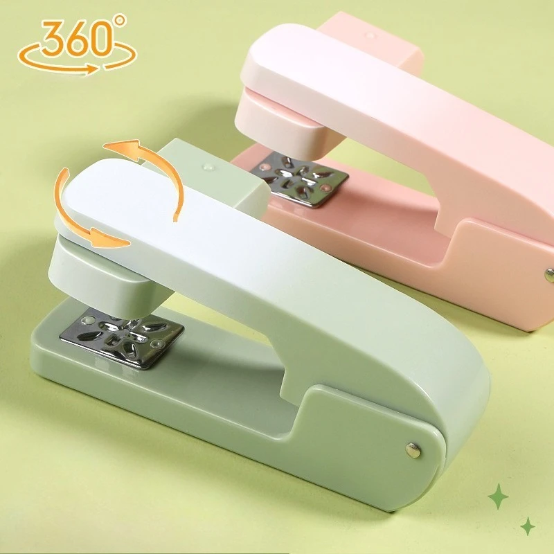 Engrapadora Giratoria de 360 Grados con Color Degradado para Uso en Oficina, Máquina Encuadernadora de Libros de Tamaño Pequeño con Mango Grueso