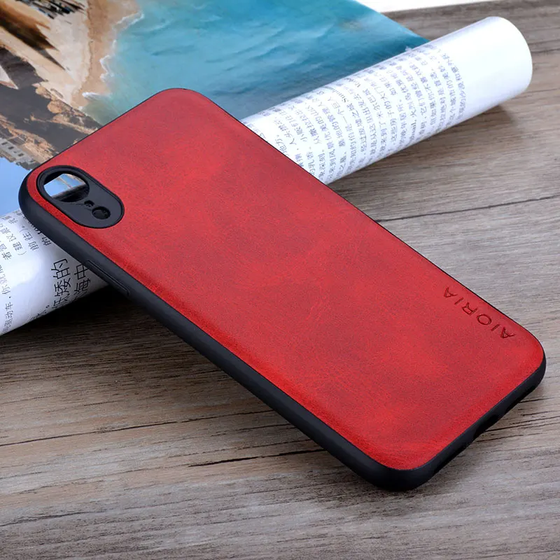 for iPhone XR Case 6.1 inch Luxury funda Vintage leather Skin cover hoesje for iphone xr phone case coque capa fashion