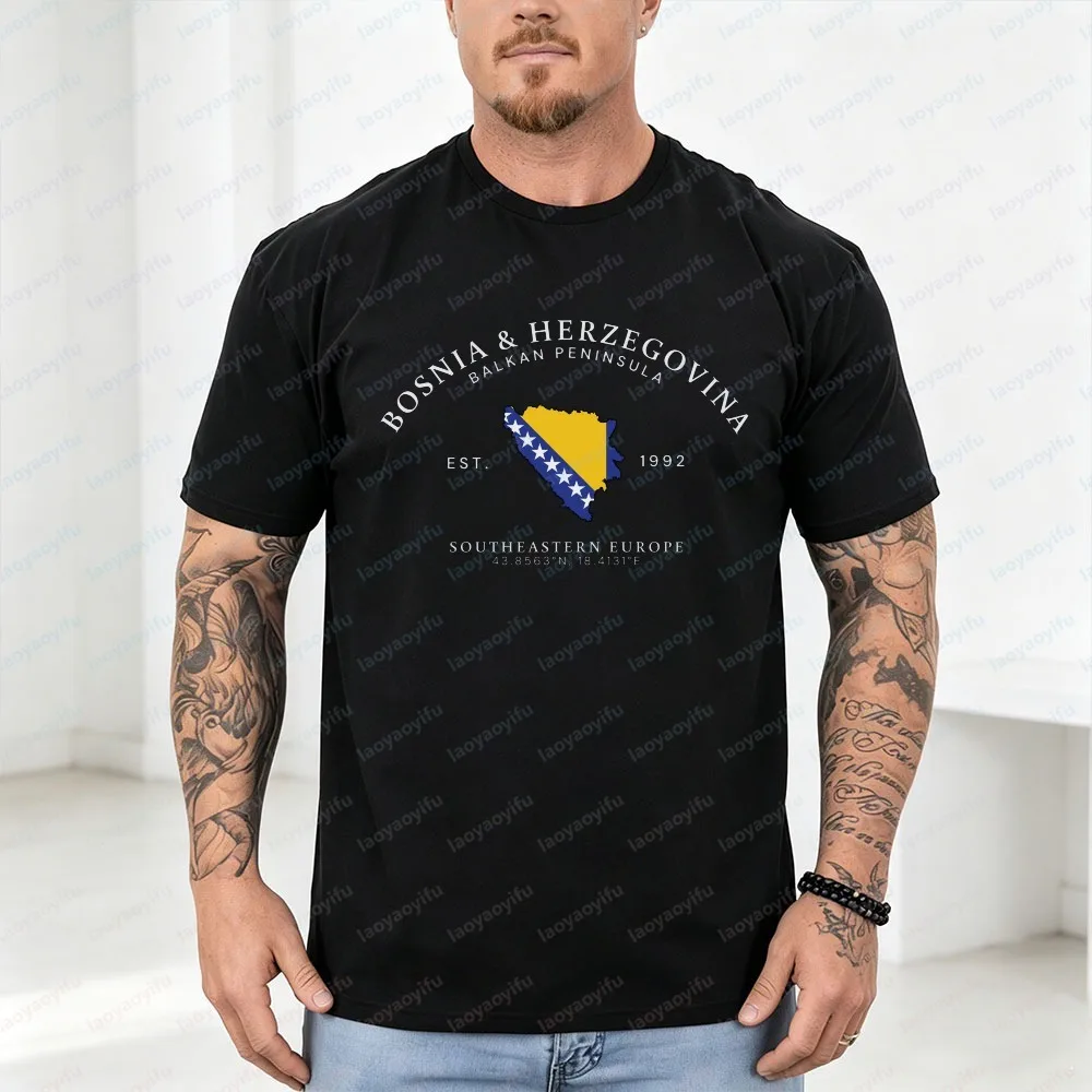 Bosnia and Herzegovina Printrd Tshirt Balkan Gift Patriotic Individuals Casual Unisex Tee Summer Cotton Short-sleeve Men T-shirt