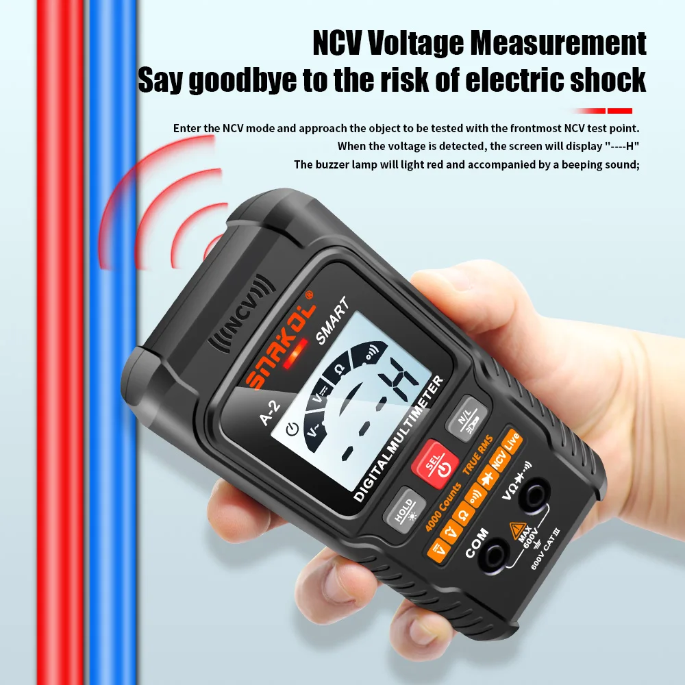 Imagem -04 - Mini Multímetro Digital ac dc Ncv Inteligente Multímetro Testador Ohm Medidor de Tensão 4000 Contagem Faixa Automática Profissional Eletricista Tester