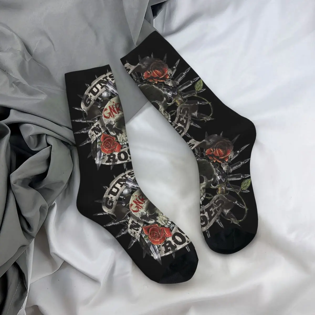 Fashion Male Men Socks Harajuku Guns N Roses Skull Floral Sock Skateboard Women's Stockings Spring Summer Autumn Winter image 3