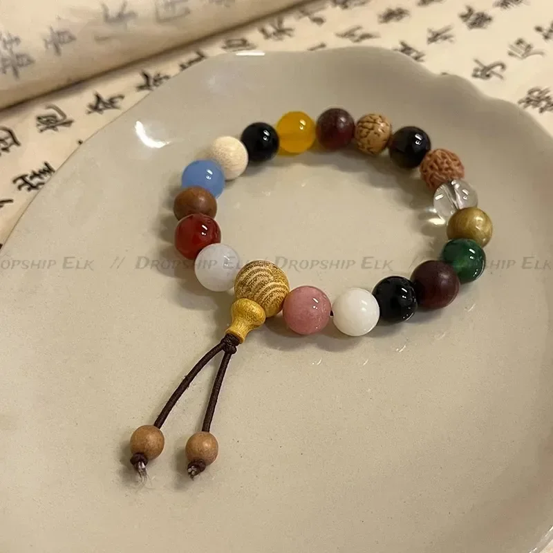 Vintage Natural 18 Bodhi Seed Bracelet Bangles Men's Meditation Mala Buddha Charm Bracelet Tibet Buddhist Prayer Wood Beads