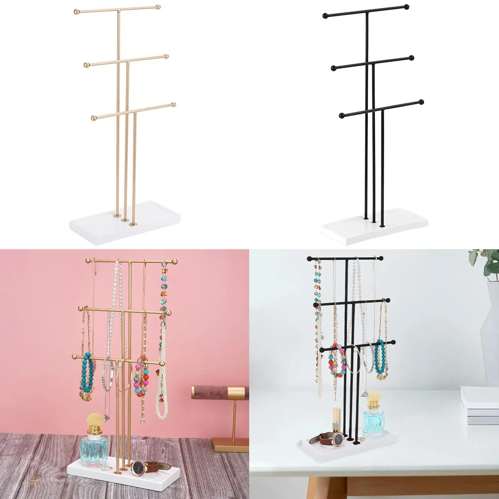 

Desktop 3 Layer Jewelry Organizer Necklace Earrings Bangle Holder