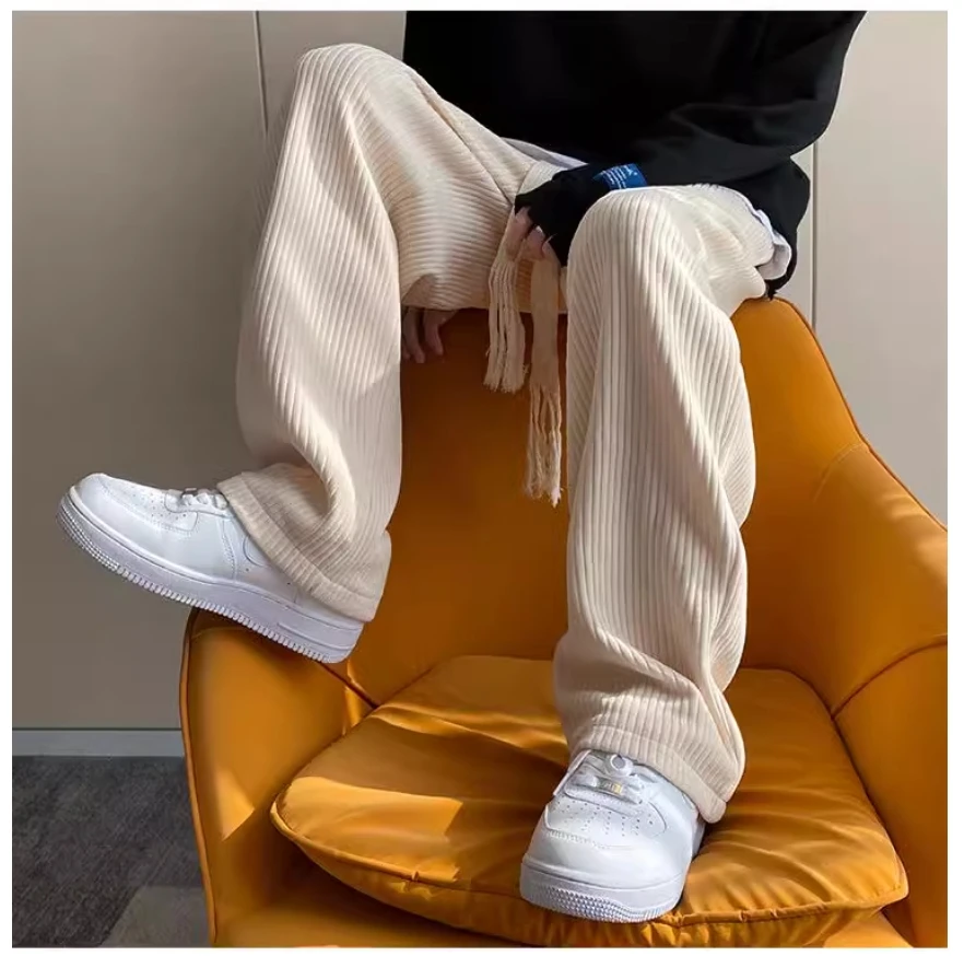 

Men 2024 spring and autumn new fashion brand high street pants loose casual pants straight leg mop wide-leg pants