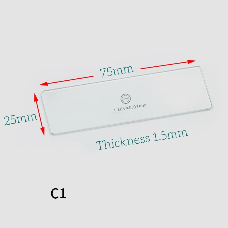 Glass 0.01mm 0.5mm 0.1mm Objective Stage Calibration Slide Grid Cross Microscope Eyepiece Micrometer Scribing Plate Microruler