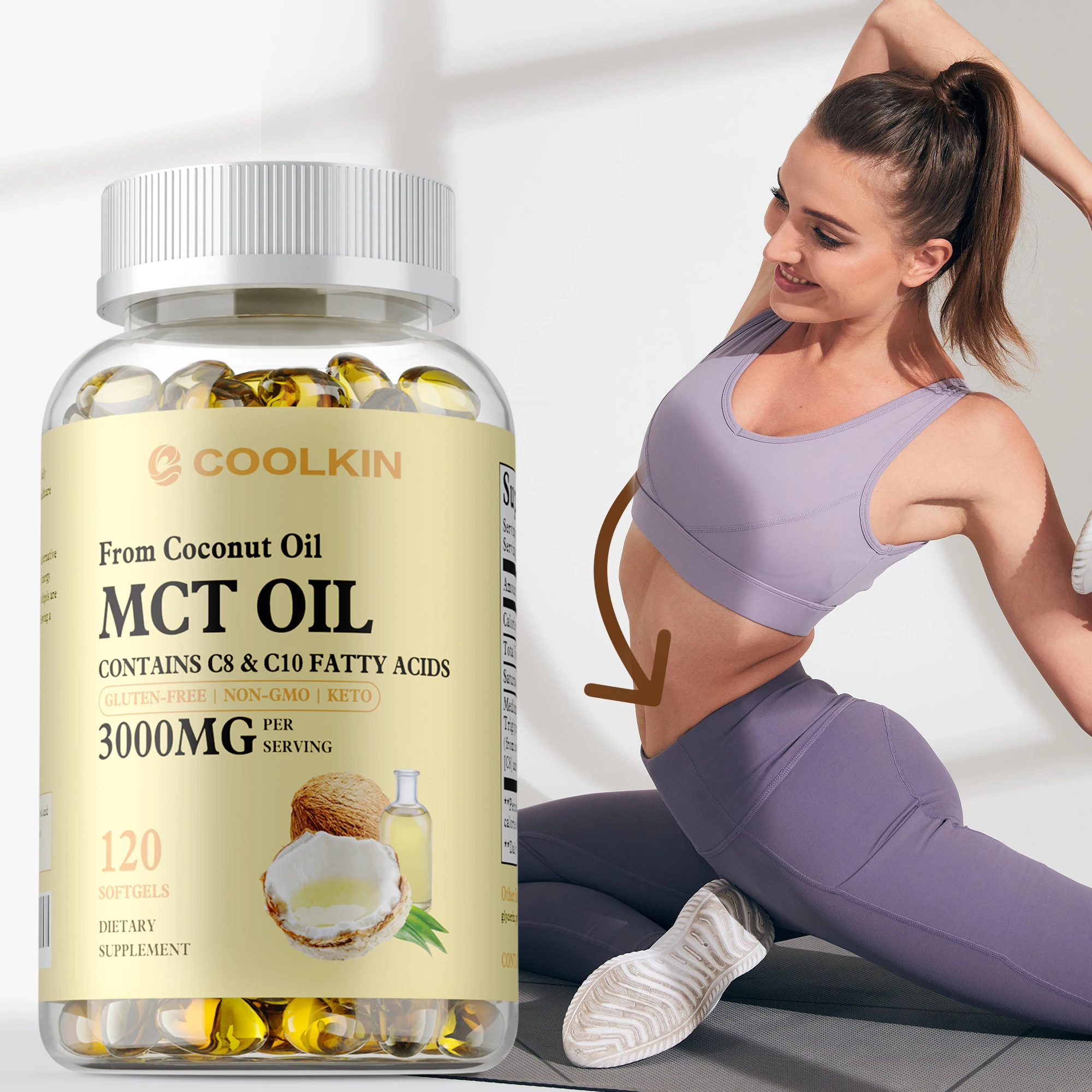 

MCT Oil Supplement - Contains Coconut Oil, Promotes Metabolism, Increases Energy, Supports Skin, Digestion & Gut Health