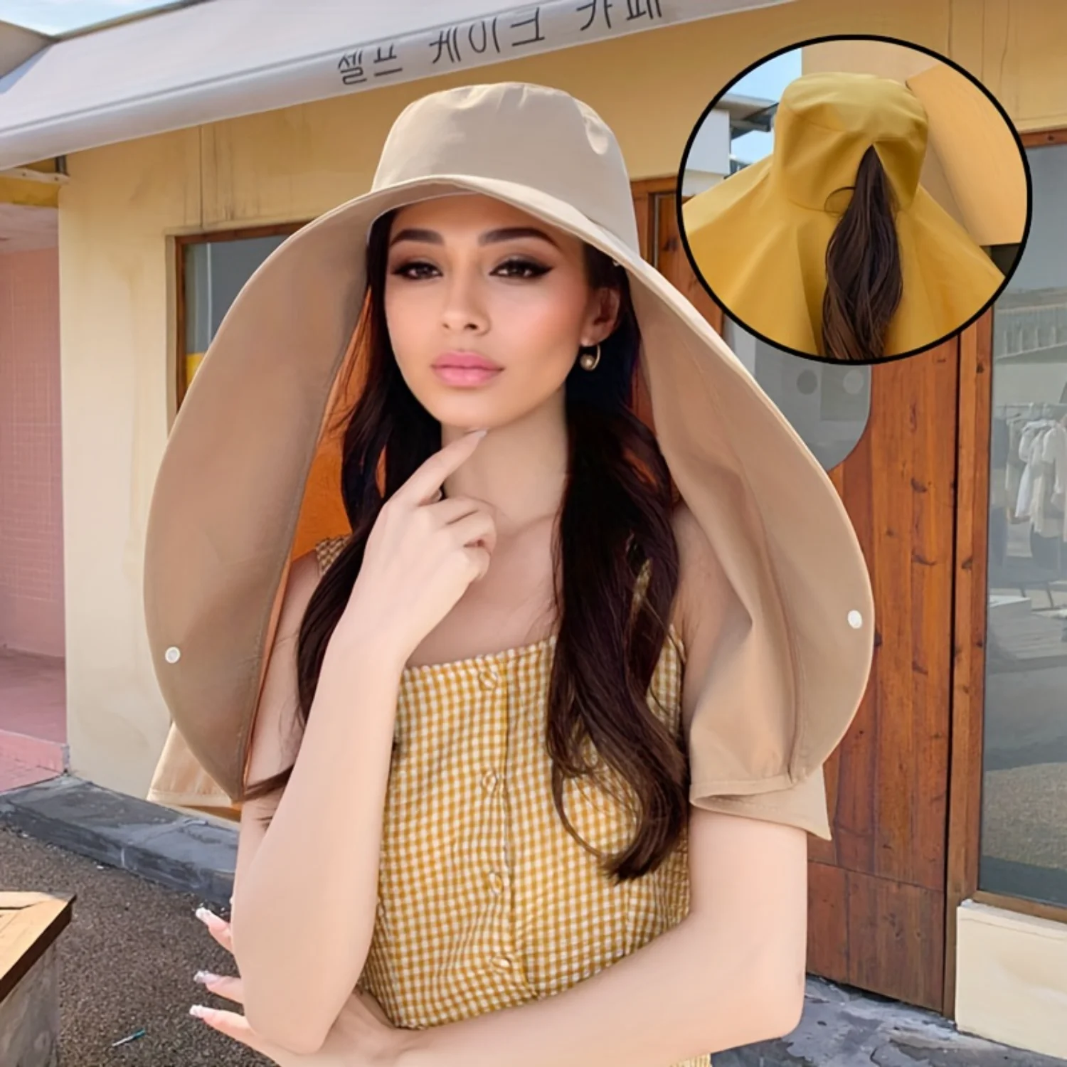 Women's Sun Protection Hat With Neck Cover, Foldable Wide Brim Summer Beach , Lightweight Breathable For Spring-Summer Season, F