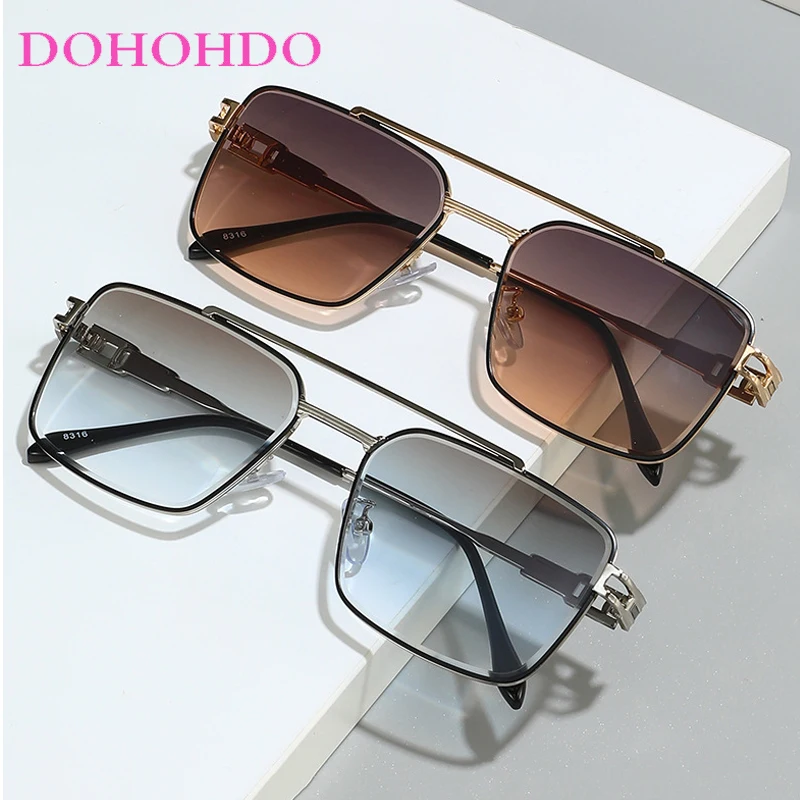 Classic Square Sunglasses Cool Men Vintage Luxury Brand Design Metal Sun Glasses Women Retro Pilot Shades UV400 Lentes De Sol