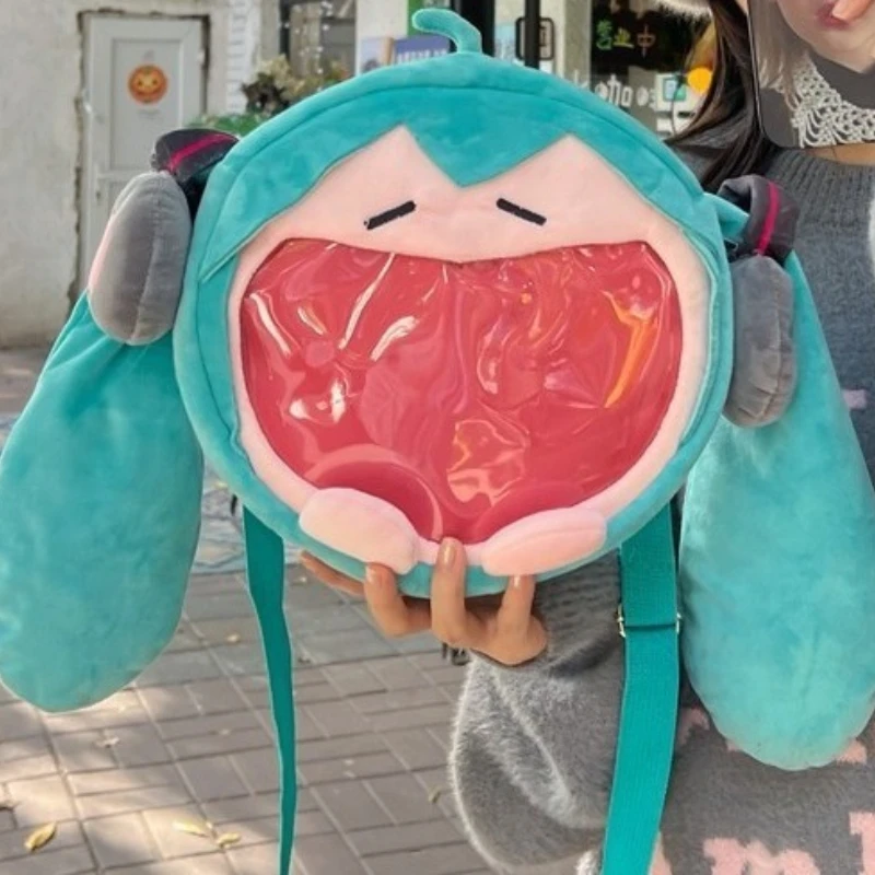 日本のかわいい初音ミクぬいぐるみショルダーバッグクリエイティブ漫画大きな口の形初音周辺機器ポータブル収納袋ギフト