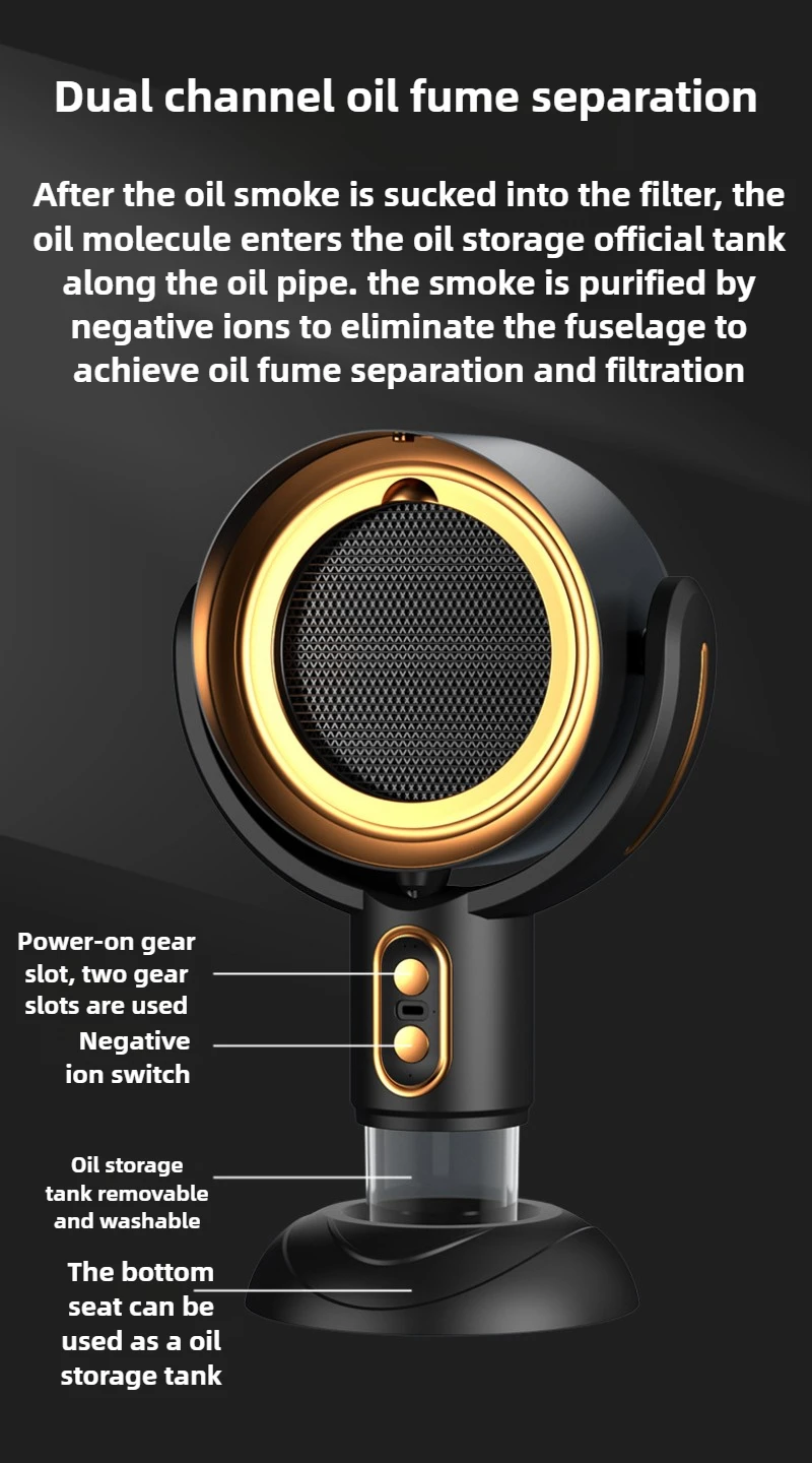 Household Desktop Range Hood Negative Ion Air Purification Oil Suction Exhaust Machine Removable and Washable Kitchen Extractor