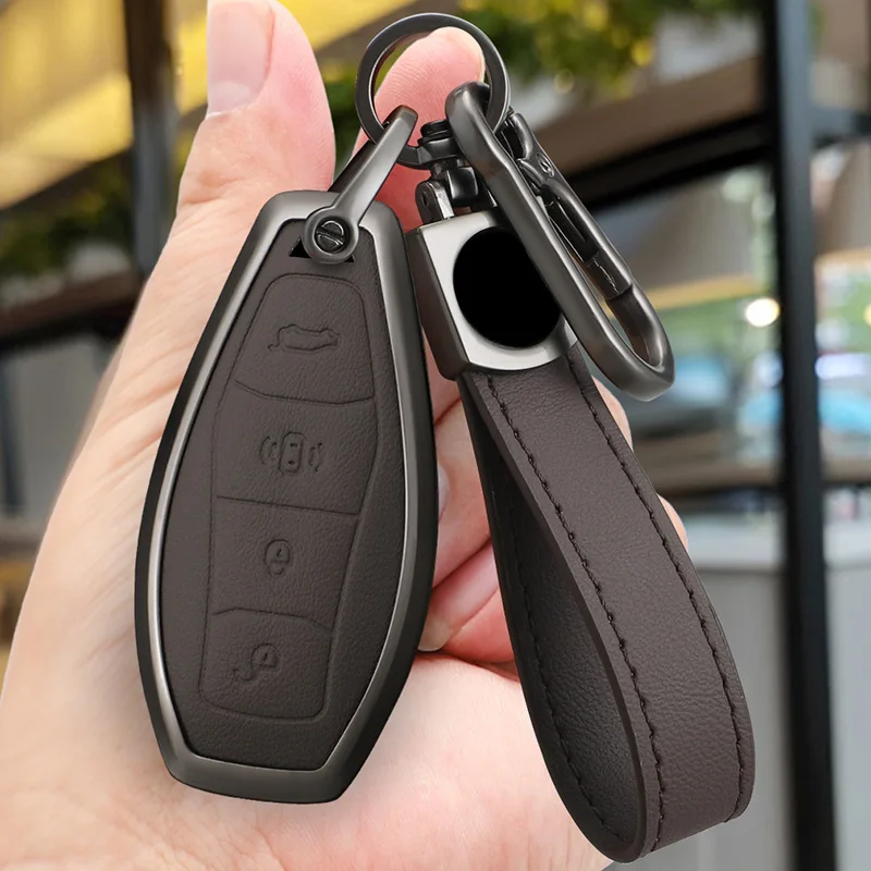 For Hongqi H5 HS5 H6 H9 HQ9 HS3 Metal leather full package keycase personalized keychain protective case