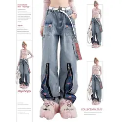 Pantalones vaqueros holgados de cintura alta para mujer, Jeans de gran tamaño, estética Vintage de los años 90 y Y2k, Harajuku, ropa de Hip Hop, 2000