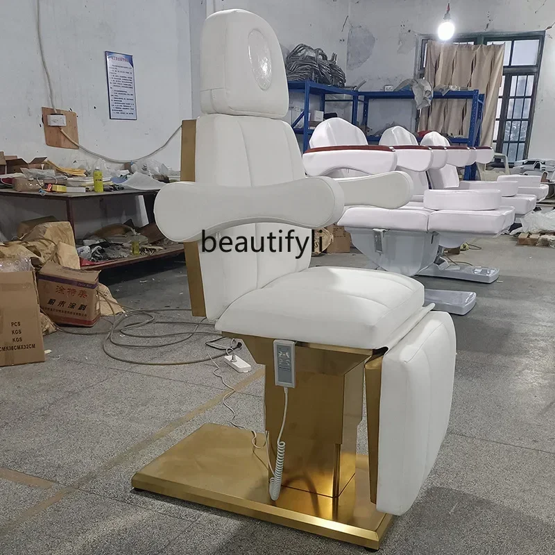 

smt14 New Arrivals Manufacturer gold base electric beauty bed beauty salon medical beauty folding lift dental examination bed Y1
