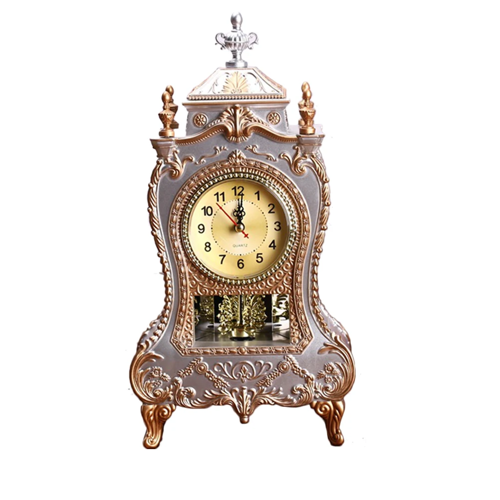 

1pc European Style Desk Retro Table Clock For Living Room Bedroom Decor Archaistic Vintage Pendulum Clock With Musical Time Bell