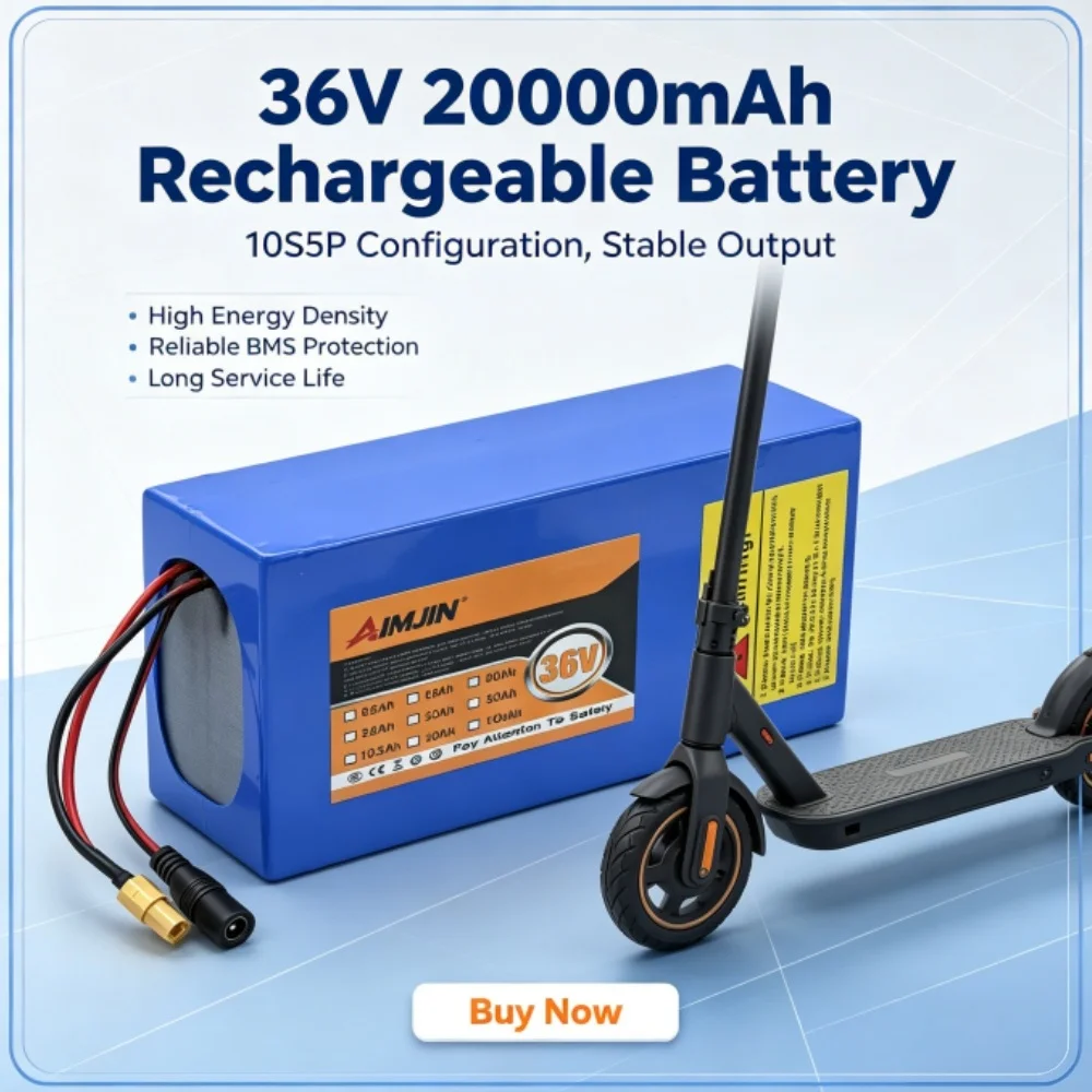10S5P 36V 20Ah Lithium Ion Battery Pack With Built-in BMS 1000W Motor for Electric Scooter Electric Battery Electric Tricycle