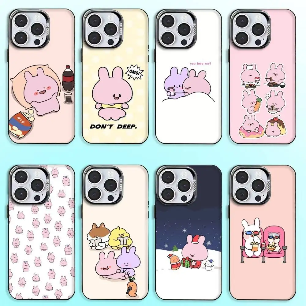 

Cartoon A-Asamimichan Phone Case For iPhone17,16,15,14,13,12,11 Plus,Pro Max Colored Silver Plated Inside Cover