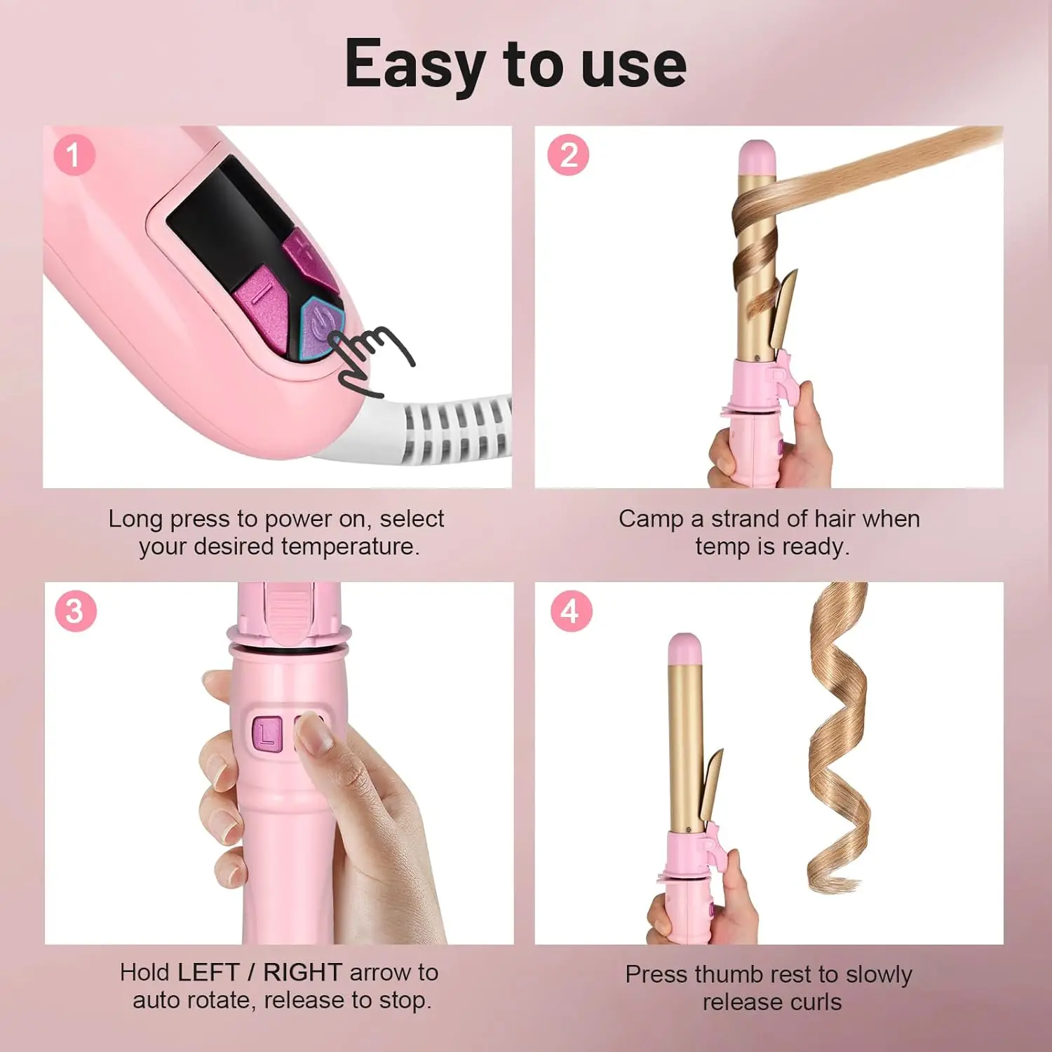 Automatic Curling Iron Hair Curler Electric Negative Ion Auto Rotating Curling Tool 1.1 Inches Barrel Suitable for All Hair Type