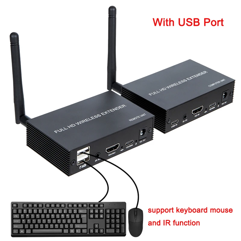 

200m Wireless Wifi HDMI Audio Video Transmitter and Receiver KVM Extender Display Adapter Share Camera Cable Box Laptop PC To TV