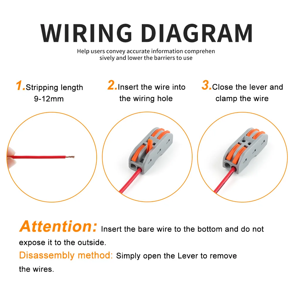25PCS Transparent Mini Fast Compact Wire Connector Push-in Home Wiring Terminals Lever Quick Docking Terminals Cable Connectors