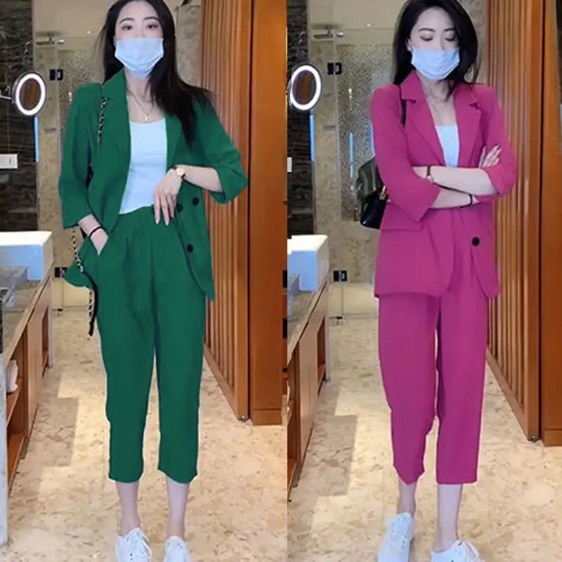 Women\'s Matching Sets Summer Set Two Fashion Pieces for Women Pant 2 Piece Outfits 2024 Trend Pants New In Promotion Blazer Suit