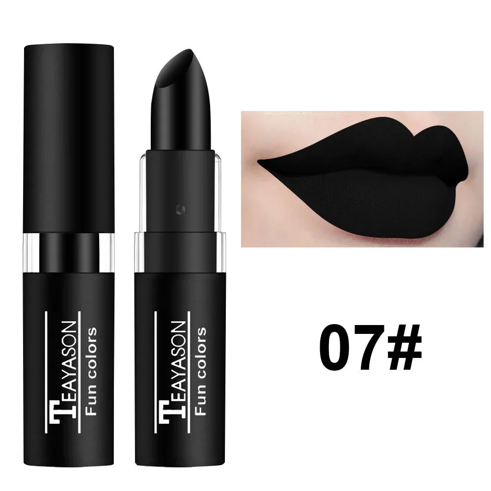 Lápiz labial mate resistente al agua pigmento de labios resistente al agua lápiz labial negro verde púrpura Navidad Halloween maquillaje de labios tinte hidratante