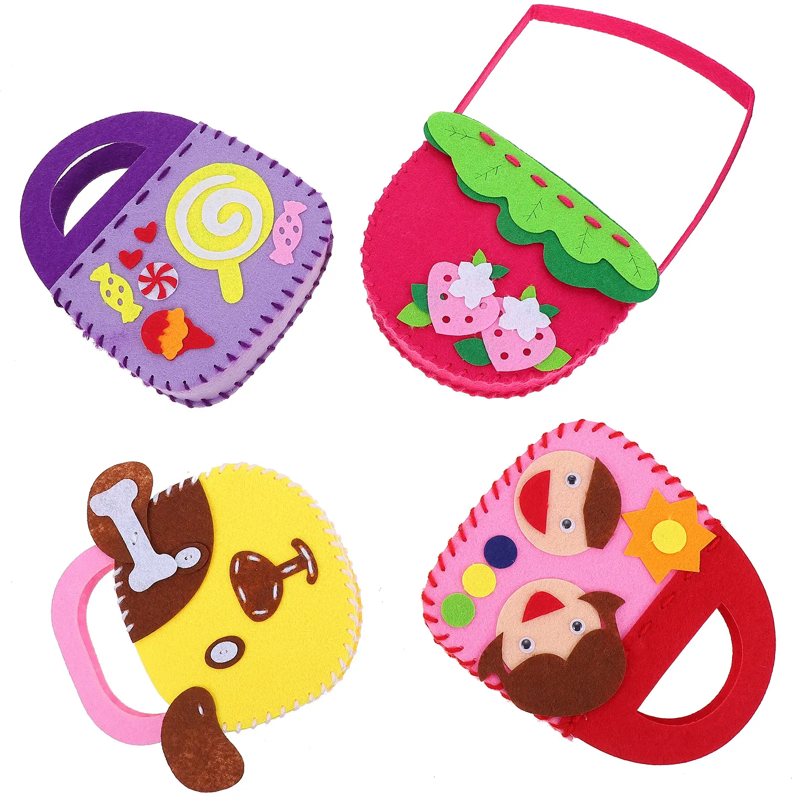 

4 Sets DIY Children's Small Bag Material Kit Non woven Fabric Accessories Mini Purses Kids Coin Holder Storage Bag