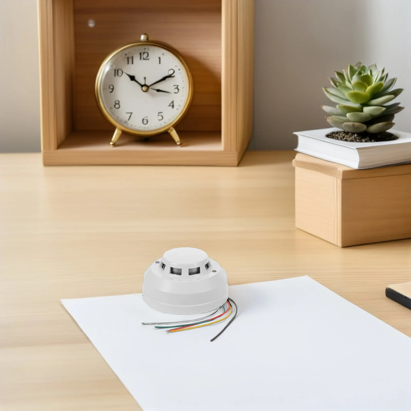 Wired Smoke Photoelectric Sensor Hardwired Fire Safety Device Ceiling Wall Mount Home Commercial Alert