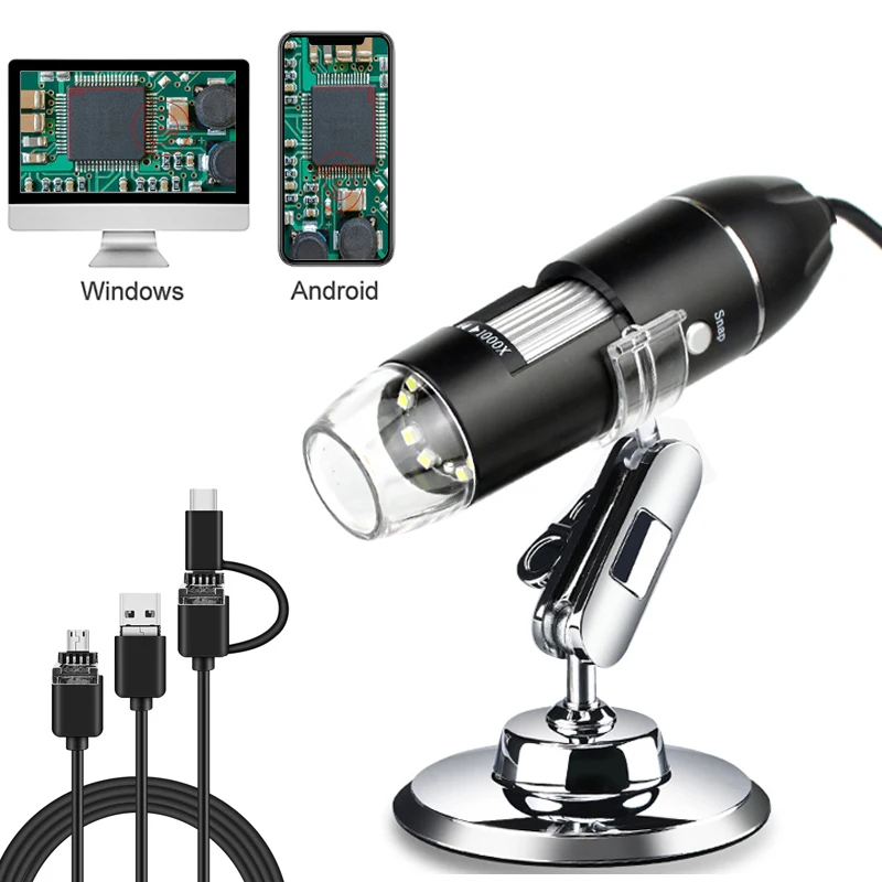 1600X Digital Microscope Camera 3in1 Type-C USB Portable Electronic Microscope For Soldering LED Magnifier For Cell Phone Repair