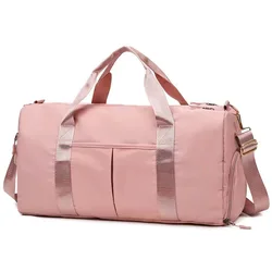 Bolso de lona grande para mujer, bolsa de viaje para fin de semana, con compartimento para zapatos, bolsillo húmedo, resistente al agua, deportivo