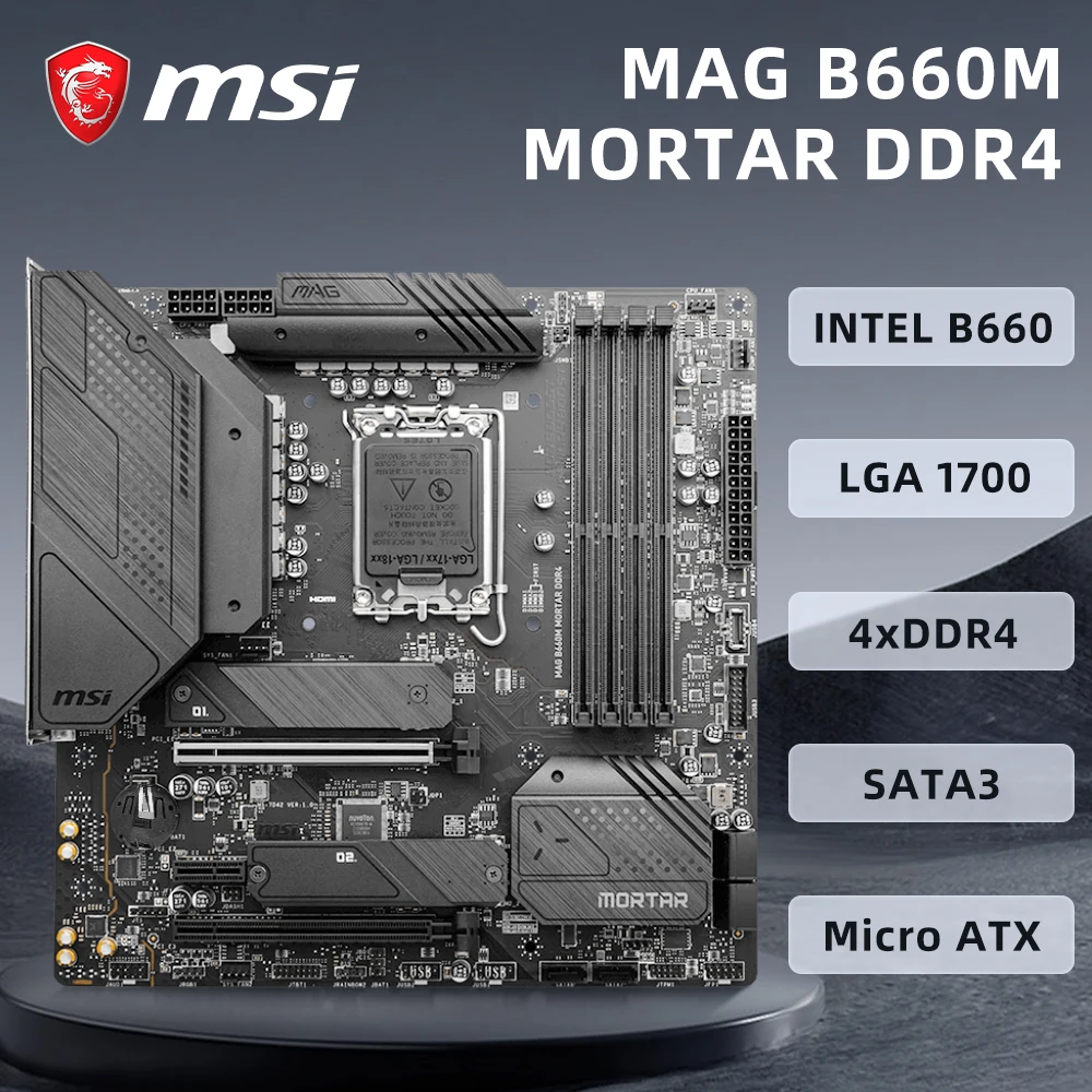 MSI MAG B660M MORTAR DDR4 Motherboard i9-14900KF i7-13700F i5-12400F i3-12100F CPU 4xDDR4 M.2 NVME LGA 1700 Micro-ATX Mainboard