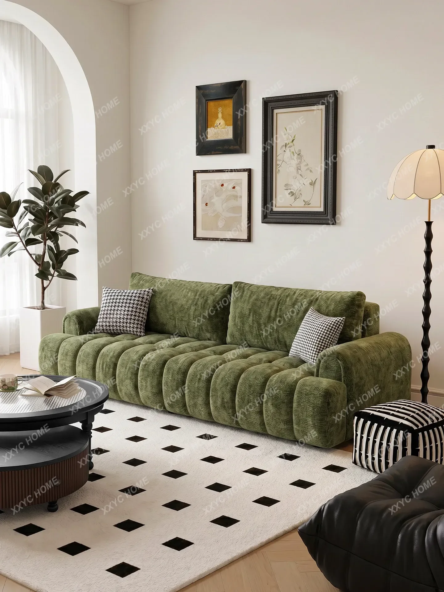 Retro electric sofa living room modern minimalist functional sofa home telescopic fabric sofa