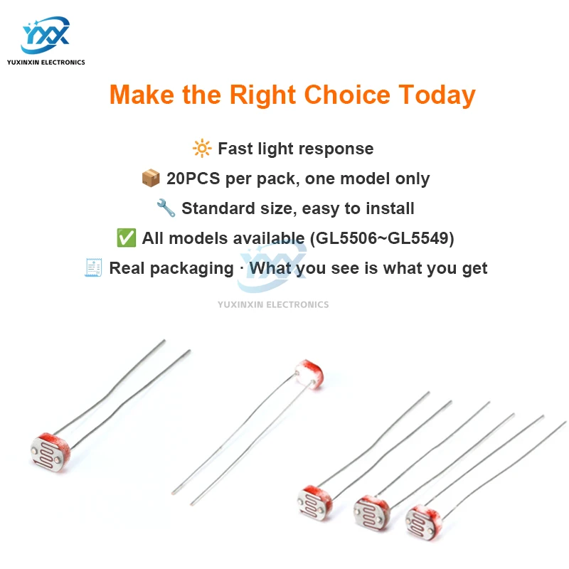 20 قطعة GL5506 5516 5528 5537 5539 5547 5549 LDR Photoresistor ضوء الاستشعار المقاومات DIY بها بنفسك إلكترونيات اردوينو مشاريع الاستشعار