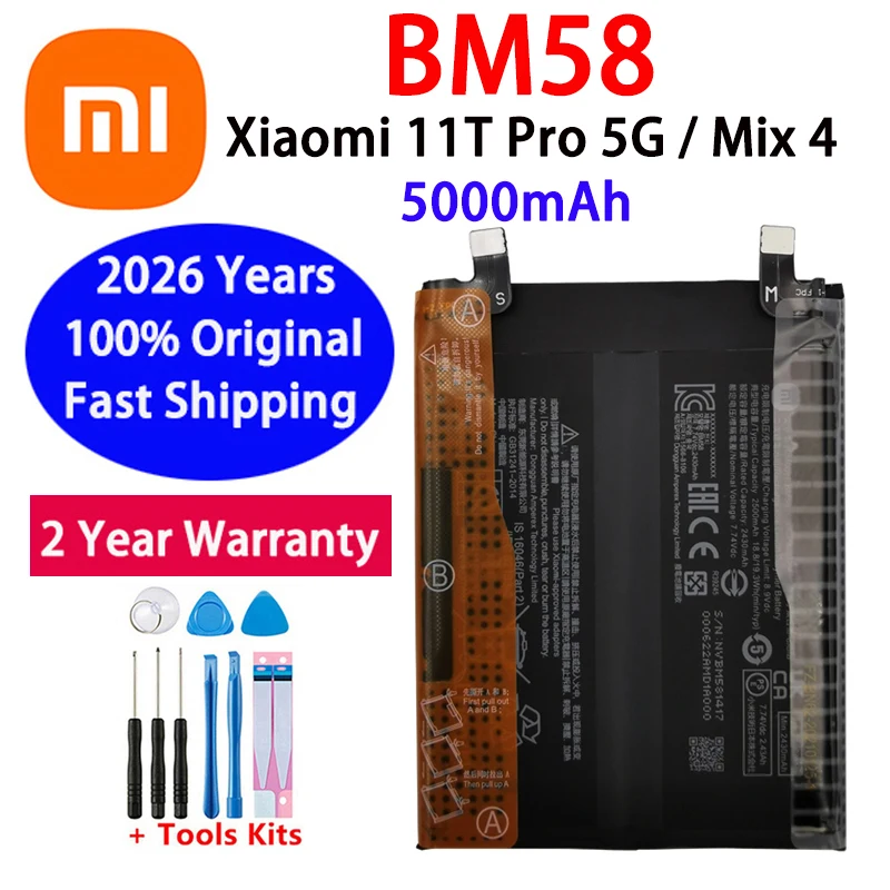 Original Battery For Xiaomi Mi Mix 2 2S 3 4 Mi 11 Lite Ultra Poco M3 X3 F3 X5 Redmi Note K40 9 9T 10T 11T 12 12T Pro Batteries image 5