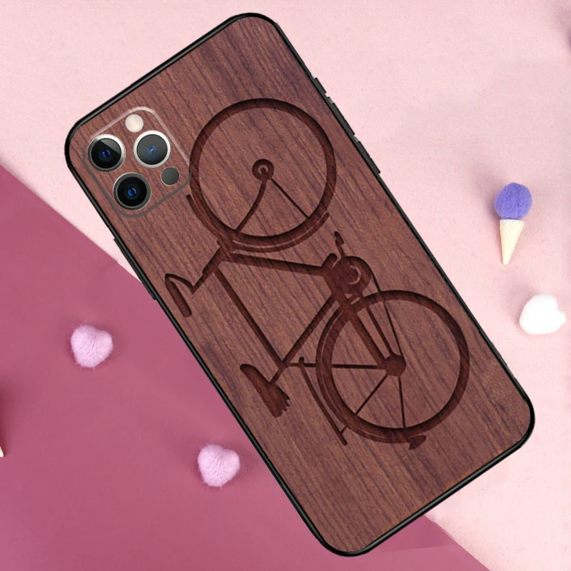 Wolf Bike Butterfly Wood Cover For iPhone 15 16 14 13 12 11 Pro Max Mini 7 8 Plus X XR XS Max Phone Case image 4