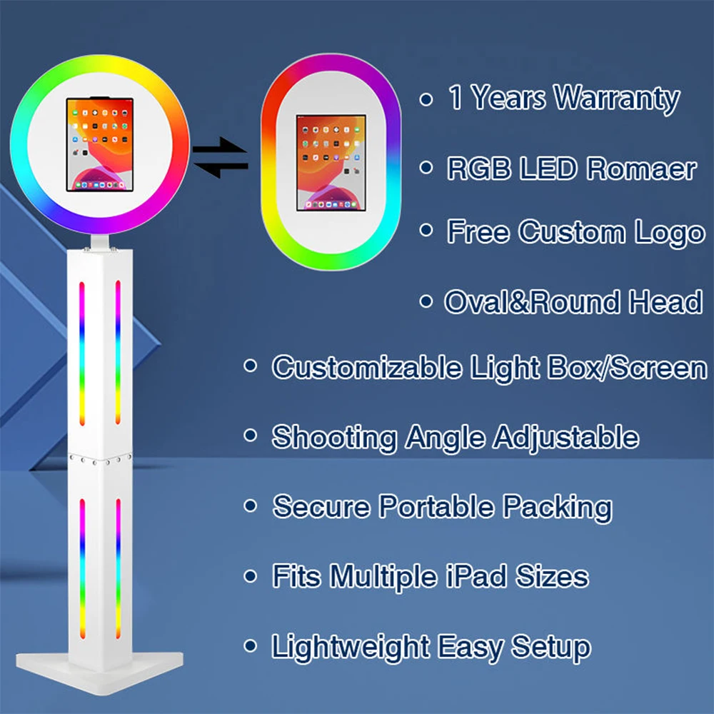 Portable iPad Photo Booth For Party Events Newest Standing iPad Instant Photo Booth with RGB Ring Light ( without IPad )