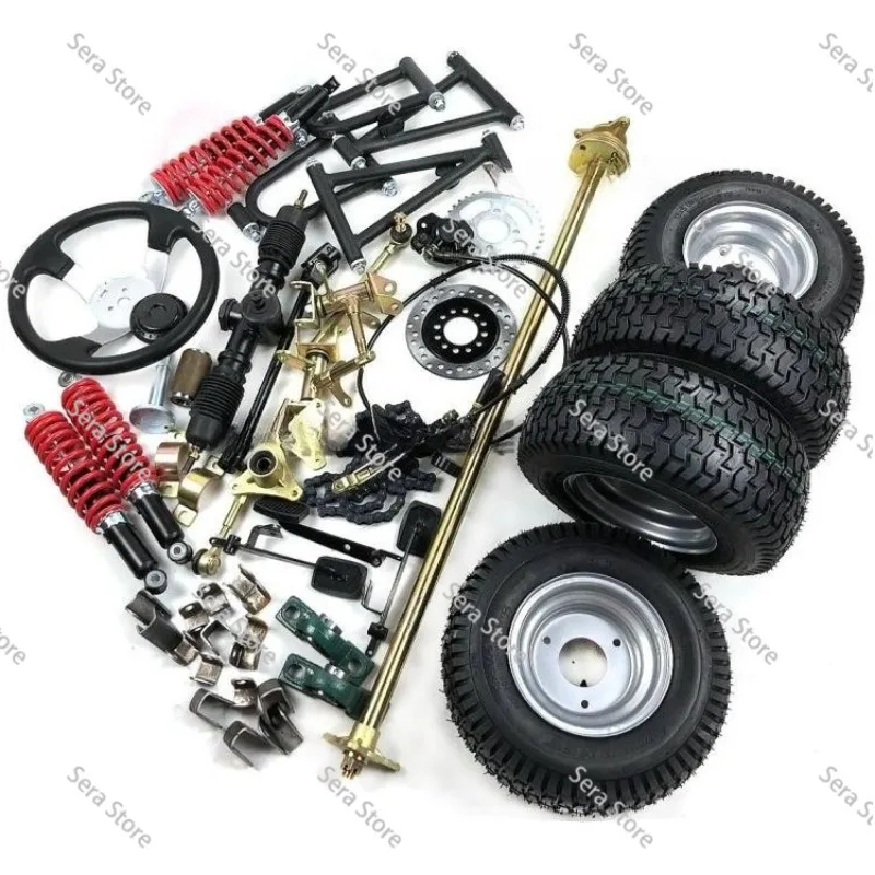 Self-made Off-road Four-wheel Go-kart Parts: Front Steering, Rear Axle, Rear Axle Assembly, Front and Rear Disc Brakes