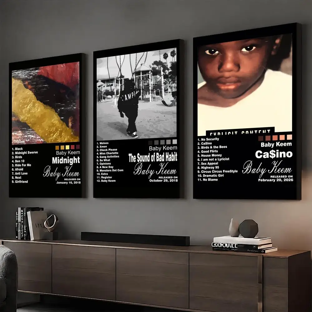 Rapper Album B-Baby K-Keem Framed Wall Painting Ready to Hang Canvas Wall Art Poster for Bedroom Living Room Home Decor Gift