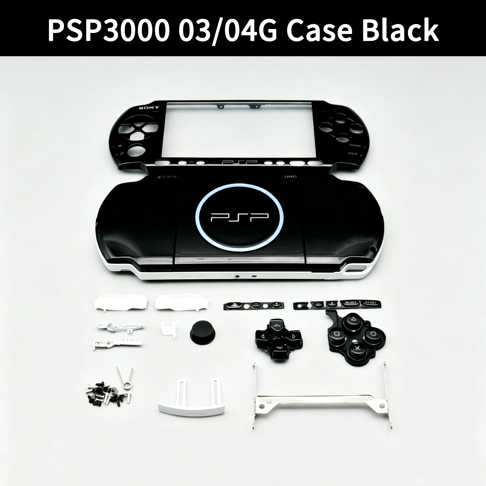 Obudowa do Sony PSP3000, model G03/04, zamiennik, jednolity kolor, kompletna obudowa, części do samodzielnego montażu, zestaw do wymiany obudowy konsoli. — zdjęcie produktu 4